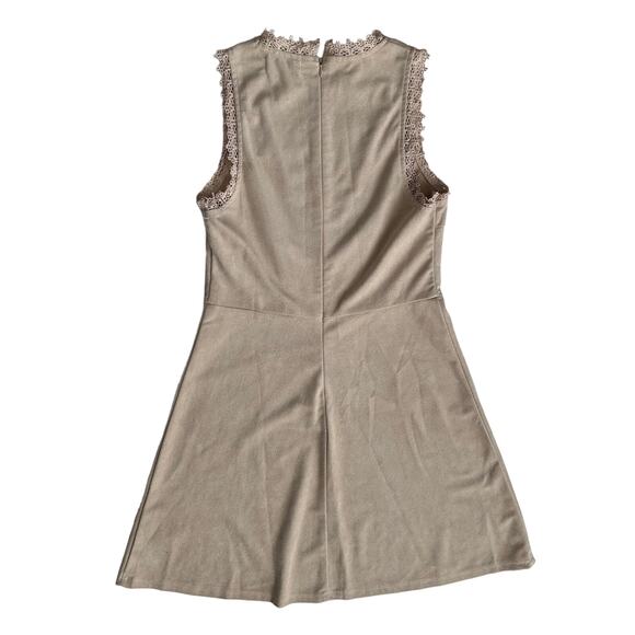 Altar'd State Faux Suede Embroidered Lace Panel A‎ Line Sleeveless Mini Dress S - Picture 2 of 9